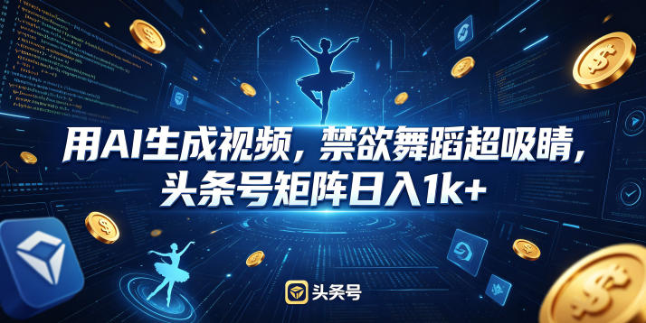 用AI生成视频，禁欲舞蹈超吸睛，头条号矩阵日入1k+-冒泡网