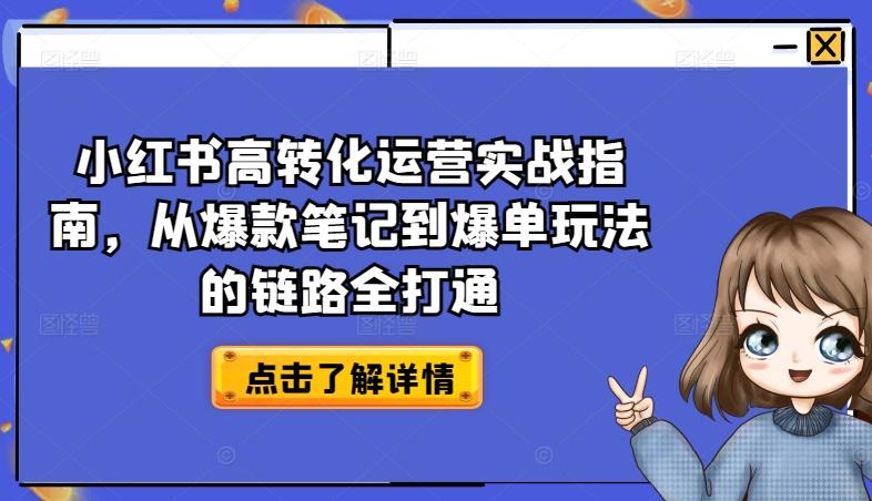 小红书高转化运营实战指南，从爆款笔记到爆单玩法的链路全打通-冒泡网