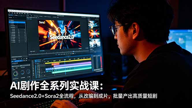 AI剧作全系列实战课：Seedance2.0+Sora2全流程，从改编到成片，批量产出高质量短剧-冒泡网