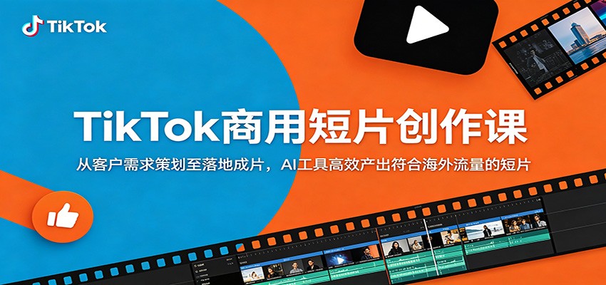 TikTok商用短片创作课：从客户需求策划至落地成片，AI工具高效产出符合海外流量的短片-冒泡网