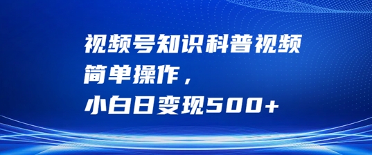 视频号知识科普视频，简单操作，小白日变现500+【揭秘】-冒泡网