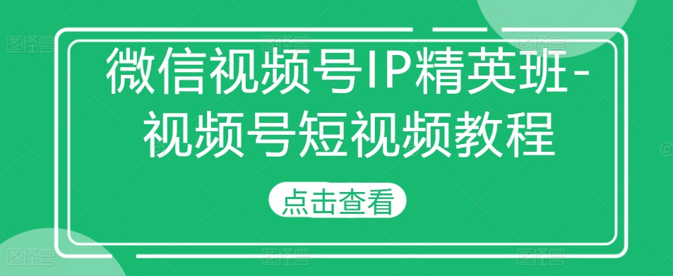 微信视频号IP精英班-视频号短视频教程-冒泡网