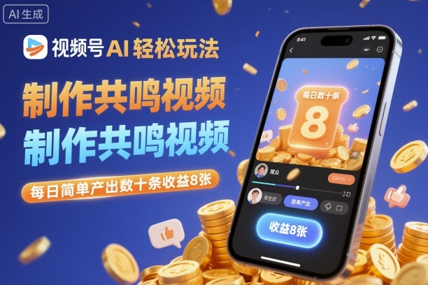 视频号AI轻松玩法，制作共鸣视频，每日简单产出数十条收益8张-冒泡网