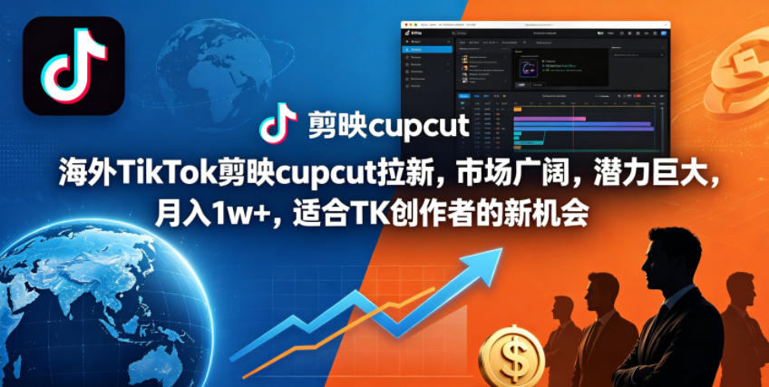 海外TikTok剪映cupcut拉新，市场广阔，潜力巨大，月入1w+，适合TK创作者的新机会-冒泡网