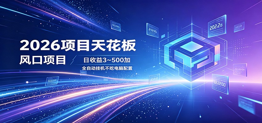 2026项目天花板，风口项目，日收益3~500+全自动挂机，不吃配置-冒泡网