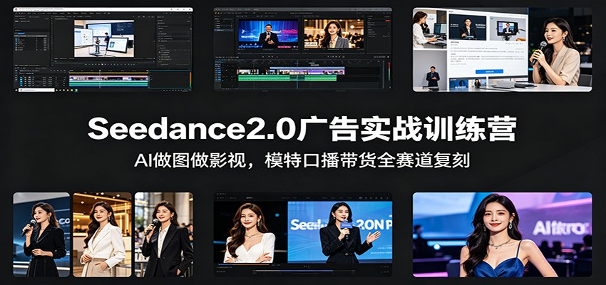 Seedance2.0广告实战训练营：AI做图做影视，模特口播带货全赛道复刻-冒泡网