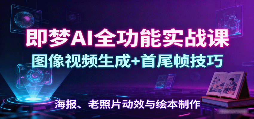 即梦AI全功能实战课：图像视频生成+首尾帧技巧，海报、老照片动效与绘本制作-冒泡网
