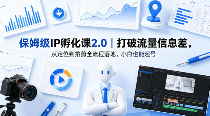 保姆级IP孵化课2.0｜打破流量信息差，从定位到拍剪全流程落地，小白也能起号-冒泡网