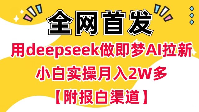 用deepseek做即梦Ai拉新 小白实操月入过W+【附报白渠道】-冒泡网