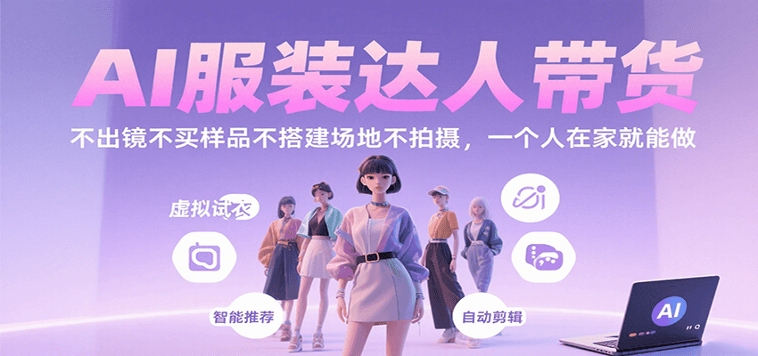 AI服装达人带货，不出镜不买样品不搭建场地不拍摄，一个人在家就能做-冒泡网