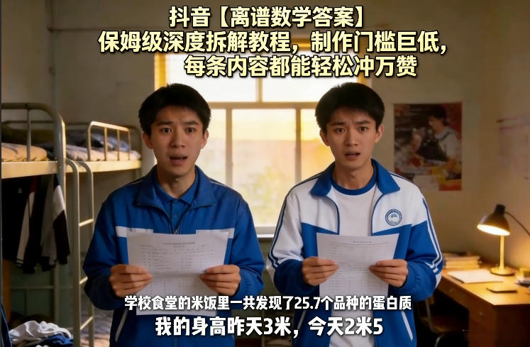 7d0e5f135834d04d0d6823a2fd26ef19.jpeg 抖音【离谱数学答案】保姆级深度拆解教程,制作门槛巨低,每条内容都能轻松冲万赞,附详细步骤