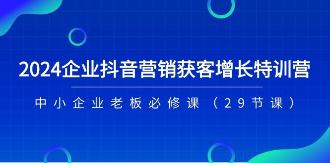 2024企业抖音-营销获客增长特训营，中小企业老板必修课(29节课-冒泡网