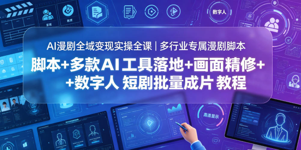 7ed0749a1c824638584420a4b0729ef5.jpeg AI漫剧全域变现实操全课|多行业专属漫剧脚本+多款AI工具落地+画面精修+数字人短剧批量成片全教程