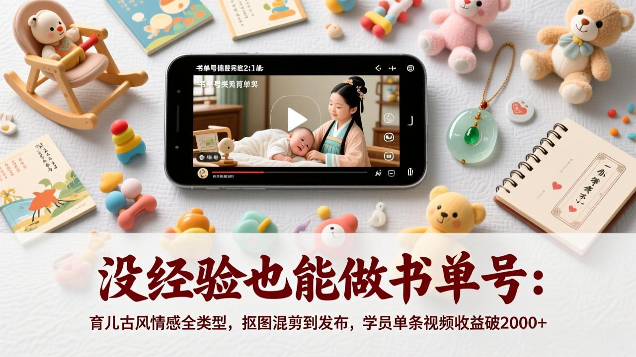没经验也能做书单号：育儿古风情感全类型，抠图混剪到发布，学员单条视频收益破2000+-冒泡网