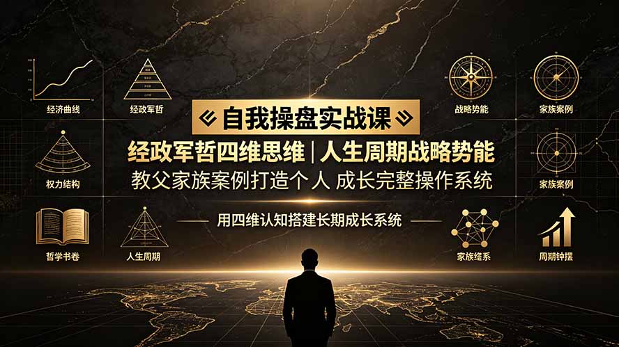 自我操盘实战课：经政军哲四维思维｜人生周期战略势能｜教父家族案例打造个人成长完整操作系统-冒泡网