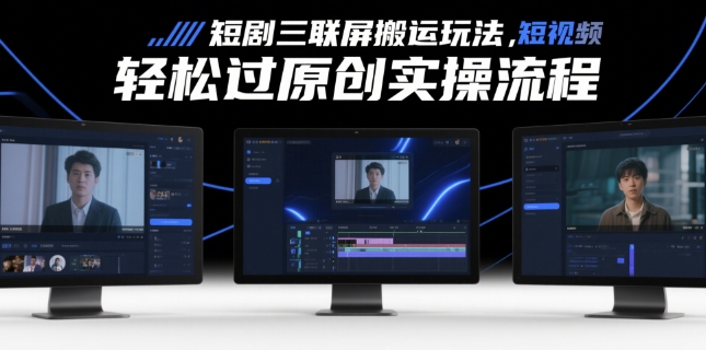 短剧三联屏搬运玩法，短剧搬运轻松过原创实操流程-冒泡网