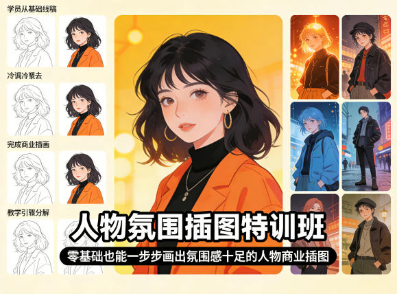 83a0b27c91809c84d7c4af9365a21759.jpeg 人物氛围插图特训班,零基础也能一步步画出氛围感十足的人物商业插图