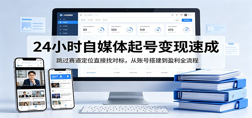 24小时自媒体起号变现速成，跳过赛道定位直接找对标，从账号搭建到盈利全流程-冒泡网