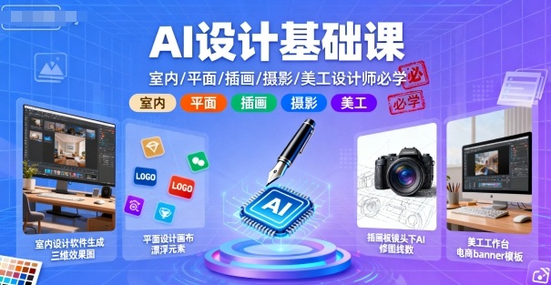 AI设计基础课，室内、平面、插画、摄影、美工设计师必学的-冒泡网