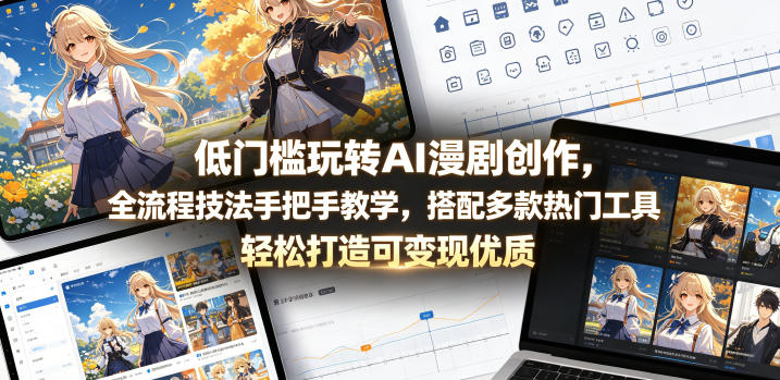 低门槛玩转AI漫剧创作，全流程技法手把手教学，搭配多款热门工具，轻松打造可变现优质作品-冒泡网