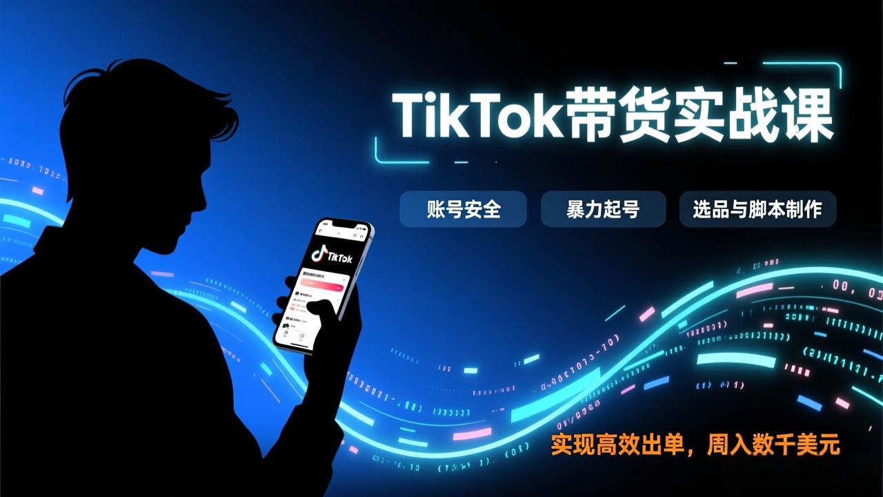 TikTok带货实战课，涵盖账号安全、暴力起号、选品与脚本制作，实现高效出单，周入数千美元-冒泡网