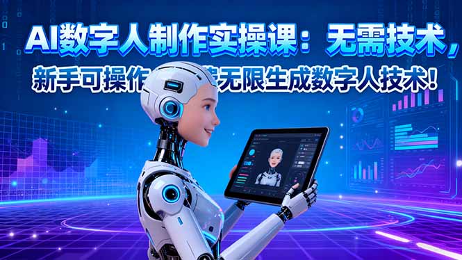 AI数字人制作实操课：无需技术，新手可操作，免费无限生成数字人技术！-冒泡网