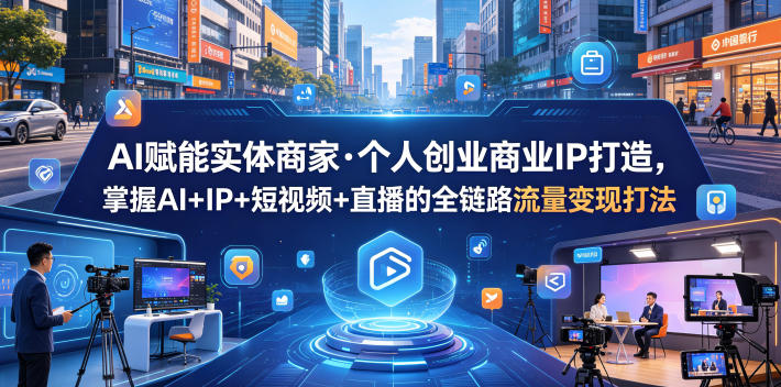85083f641844326040cb57e85f1bb4a8.jpeg AI赋能实体商家·个人创业商业IP打造,掌握AI+IP+短视频+直播的全链路流量变现打法