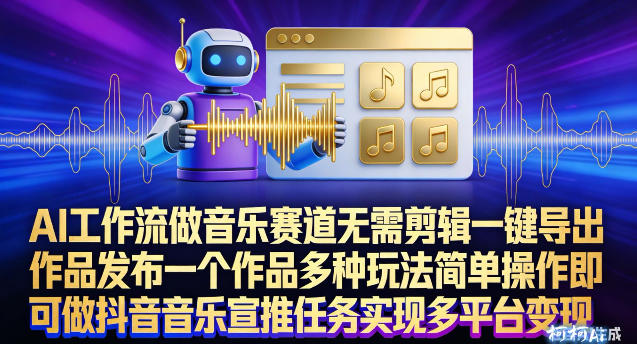 AI工作流做音乐赛道，无需剪辑，一键导出作品发布，一个作品多种玩法，简单操作即可做抖音音乐宣推任务-冒泡网