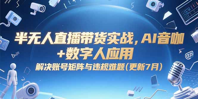 半无人直播带货实战，AI音咖+数字人应用 解决账号矩阵与违规难题(更新7月-冒泡网