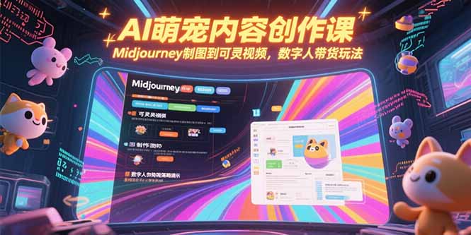 AI萌宠内容创作课，Midjourney制图到可灵视频，数字人带货玩法-冒泡网