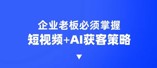 企业短视频AI获客霸屏流量课，6步短视频+AI突围法，3大霸屏抢客策略-冒泡网