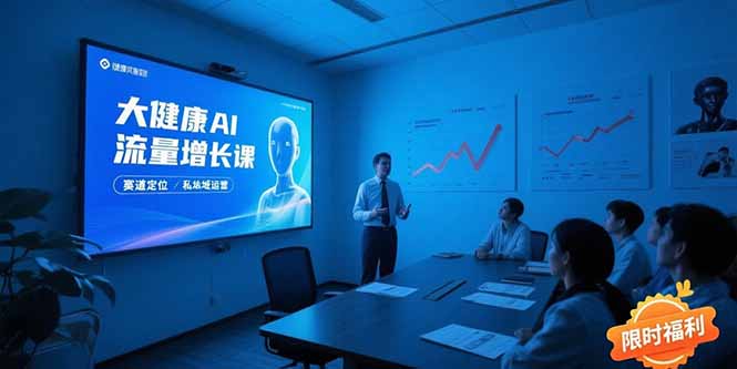 大健康AI流量增长课8.0，赛道定位方法论，AI数字人内容生产，私域转化运营-冒泡网