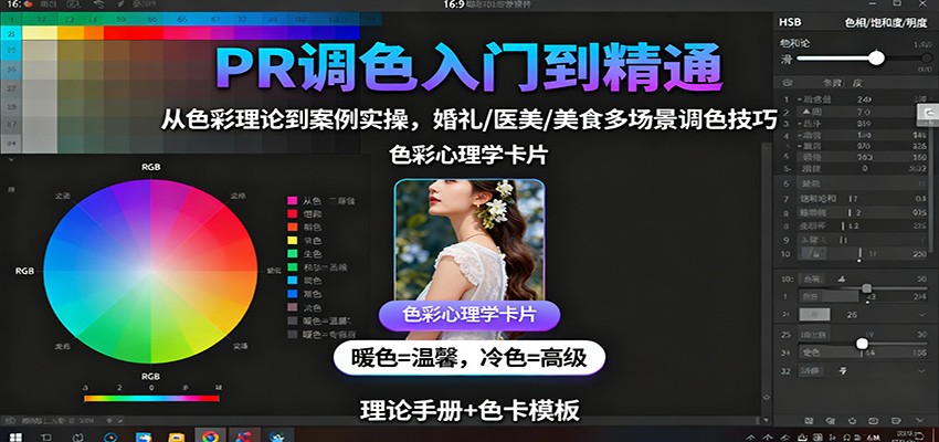 PR调色入门到精通：从色彩理论到案例实操，婚礼/医美/美食多场景调色技巧-冒泡网