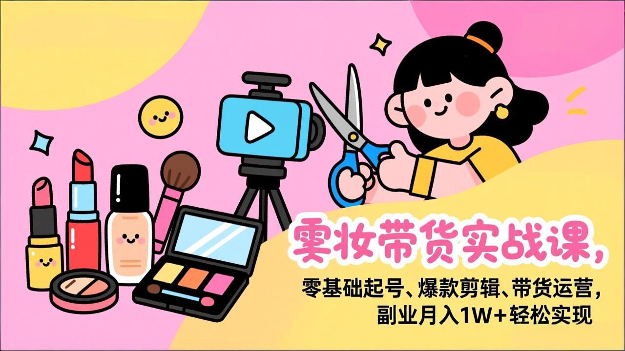 8994a5b5eb74ae323dc709701612297d.jpeg 美妆带货实战课,零基础起号、爆款剪辑、带货运营,副业月入1W+轻松实现