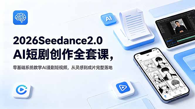 2026Seedance2.0AI短剧创作全套课，零基础系统教学AI漫剧短视频，从灵感到成片完整落地-冒泡网