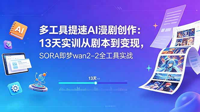 8a7d1e8fdfca8807477b3b81fec19f06.jpeg 多工具提速AI漫剧创作:13天实训从剧本到变现,SORA即梦wan2-2全工具实战