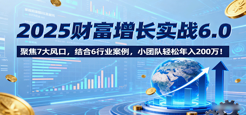 2025财富增长实战6.0，聚焦7大风口，结合6行业案例，小团队轻松年入200万！-冒泡网