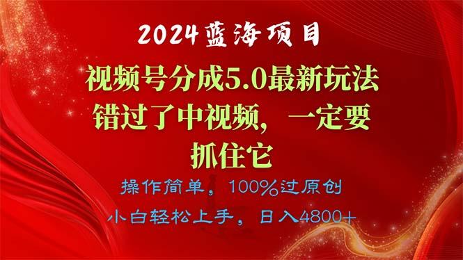 2024蓝海项目，视频号分成计划5.0最新玩法，错过了中视频，一定要抓住…-冒泡网