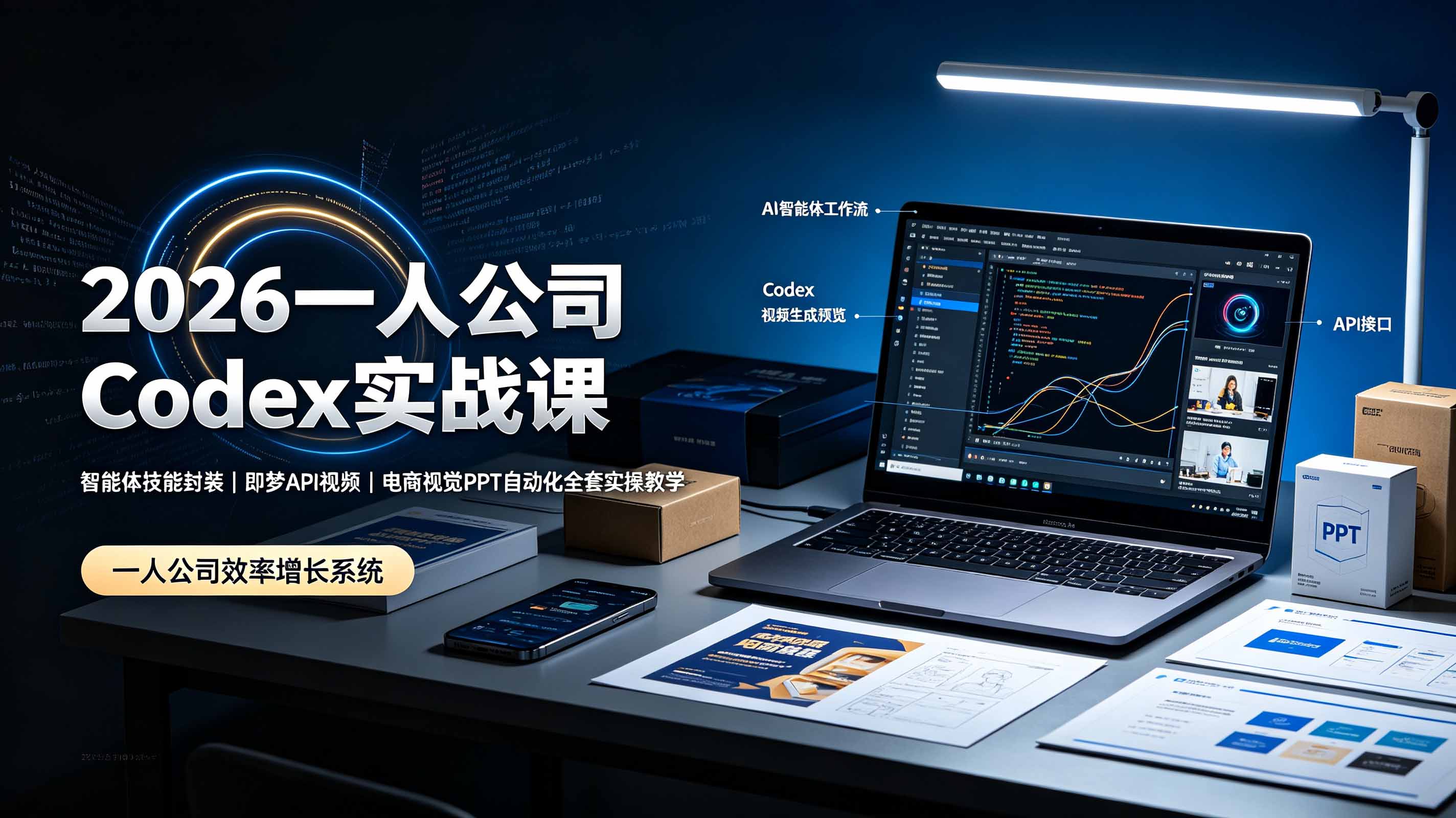 2026一人公司Codex实战课◆智能体技能封装｜即梦API视频｜电商视觉PPT自动化全套实操教学-冒泡网