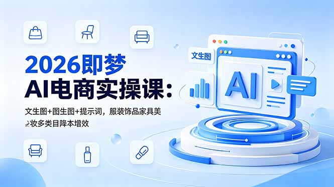 2026即梦AI电商实操课：文生图+图生图+提示词，服装饰品家具美妆多类目降本增效-冒泡网