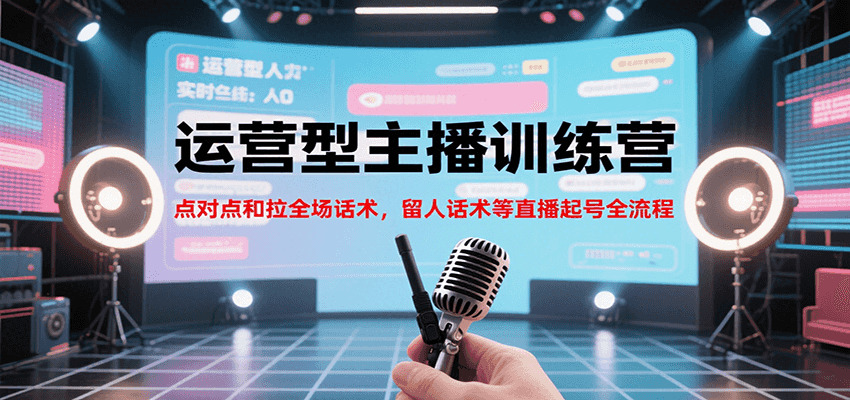 运营型主播训练营，点对点和拉全场话术，留人话术等直播起号全流程(更新8月)-冒泡网