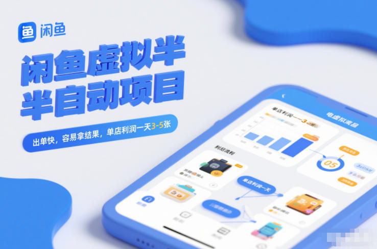 闲鱼虚拟半自动项目，出单快，容易拿结果，单店利润一天3-5张-冒泡网