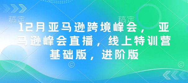 12月亚马逊跨境峰会， 亚马逊峰会直播，线上特训营基础版，进阶版-冒泡网