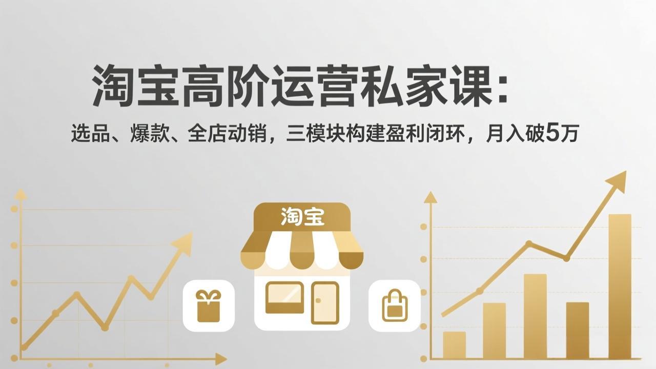 8ee85647fb54eae2a6b4f45988163837.jpeg 淘宝高阶运营私家课:选品、爆款、全店动销,三模块构建盈利闭环,月入破5万(更新26年2月