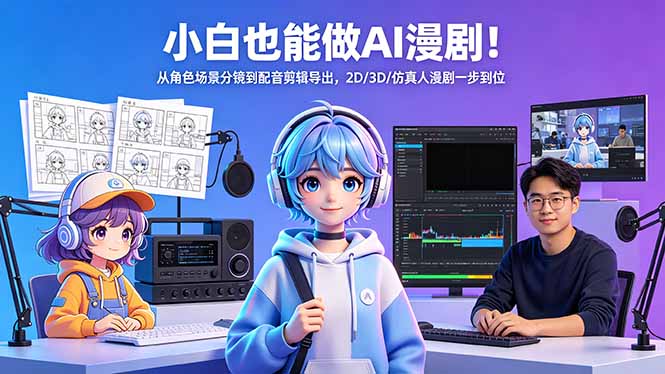 小白也能做AI漫剧！从角色场景分镜到配音剪辑导出，2D/3D/仿真人漫剧一步到位-冒泡网
