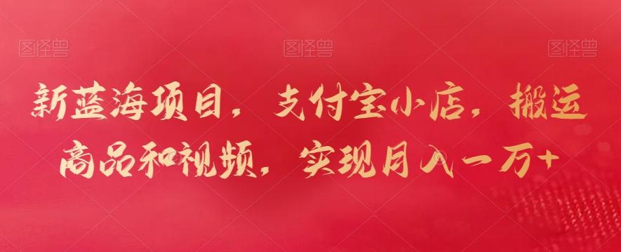 新蓝海项目，支付宝小店，搬运商品和视频，实现月入一万+【揭秘】-冒泡网