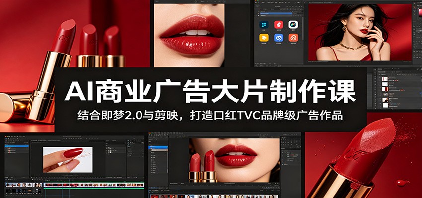 AI商业广告大片制作课:结合即梦2.0与剪映,打造口红TVC品牌级广告作品-冒泡网