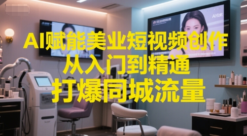 AI赋能美业短视频创作，从入门到精通，打爆同城流量，超级AI工具短视频实操落地-冒泡网