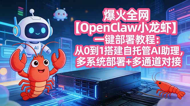 爆火全网【OpenClaw 小龙虾】一键部署教程：从0到1搭建自托管AI助理，多系统部署+多通道对接-冒泡网