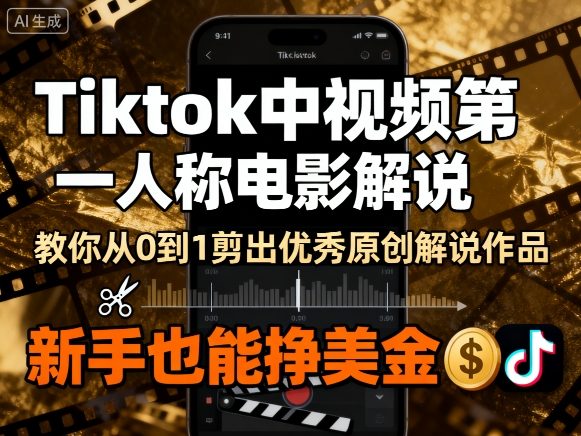 Tiktok中视频第一人称电影解说，教你从0到1剪出一个优秀的原创解说作品，新手也能挣美金-冒泡网